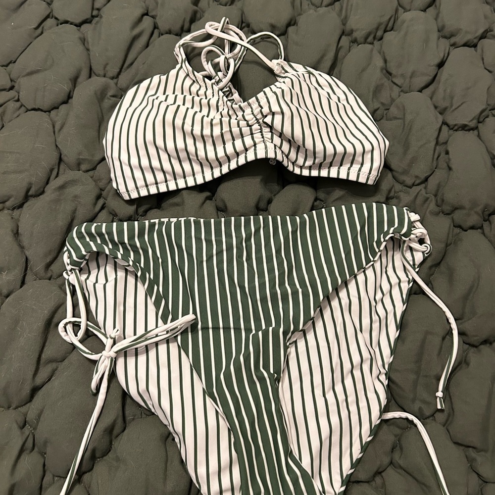 Cupshe Green and White Striped Bikini - Picture 3 of 4